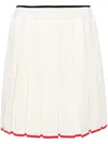 Thom Browne Needle Stitch Wool Pleated Mini Skirt In White
