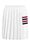 Thom Browne Pleated Cotton-seersucker And Grosgrain Mini Skirt In White