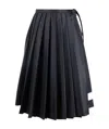 Thom Browne Navy Nylon Midi Skirt In Black