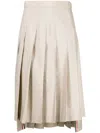 Thom Browne Rwb-tab Pleated Midi Skirt In Neutrals