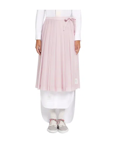 Thom Browne Pleated Midi Skirt In Pink