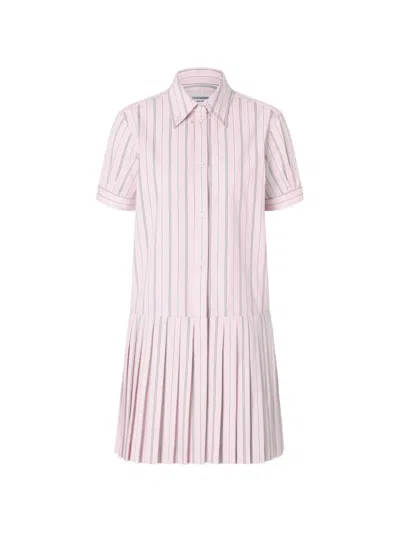 Thom Browne Pleated Mini Dress In Pink