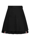 Thom Browne Drop Back Pleated Wool Miniskirt In Black