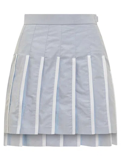 Thom Browne Pleated Mini Skirt In Blue