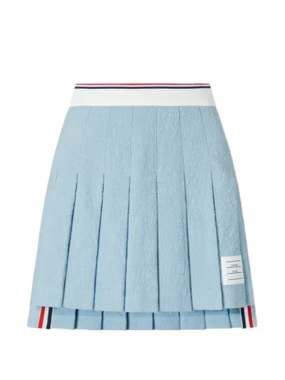 Thom Browne Pleated Mini Skirt In Blue