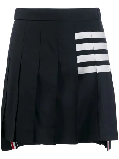 Thom Browne 4-bar Pleated Miniskirt In Blue