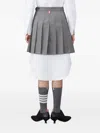 Thom Browne Grosgrain-trimmed Pleated Wool-blend Mini Skirt In Gray