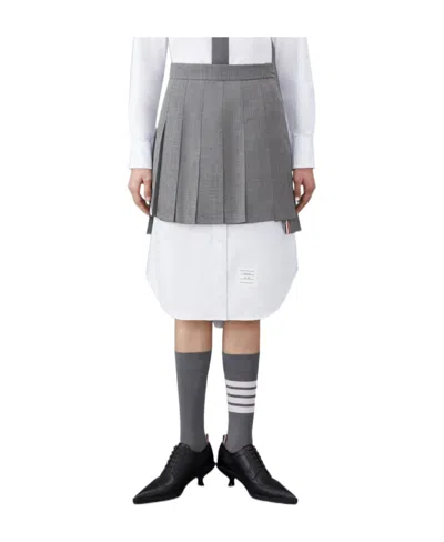 Thom Browne Pleated Mini Skirt In Gray