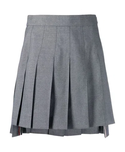 Thom Browne Pleated Mini Skirt In Grey