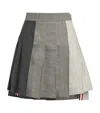 Thom Browne Contrast Panel Dropped Back Pleated Skirt In Grey