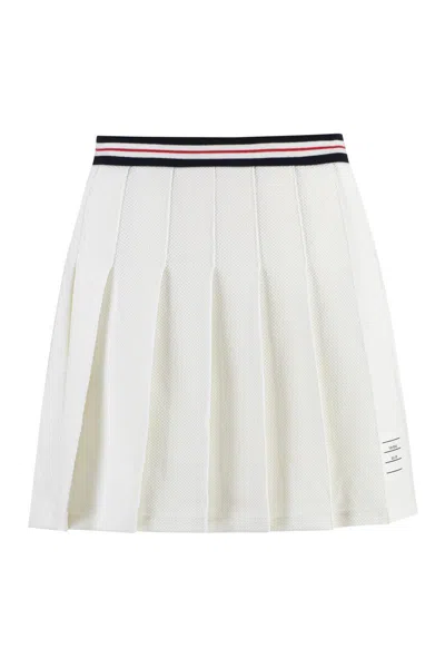 Thom Browne Pleated Mini Skirt In White