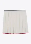 Thom Browne White Virgin Wool Full Needle Stitch Mini Pleated Skirt In White