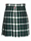 Thom Browne Pleated Mini Skirt With Classic Tartan Pattern In Green