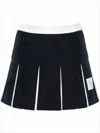 Thom Browne Pleated Mini Skirt With Contrast Inserts In Black