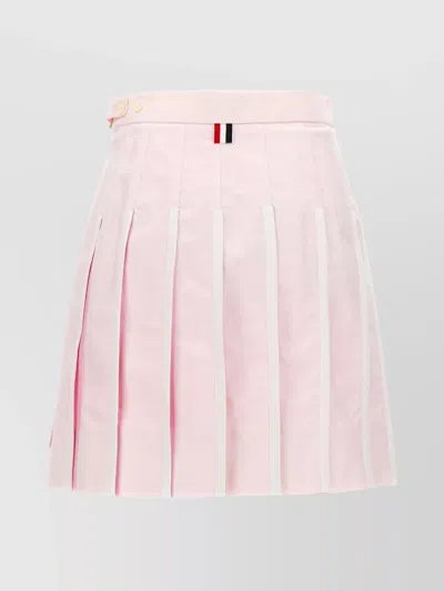 Thom Browne Pleated Oxford Skirt Striped Accents In Burgundy