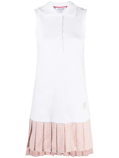 Thom Browne Mini White And Orange Polo Dress In Cotton Woman
