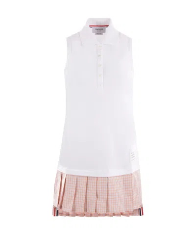 Thom Browne Mini White And Orange Polo Dress In Cotton Woman