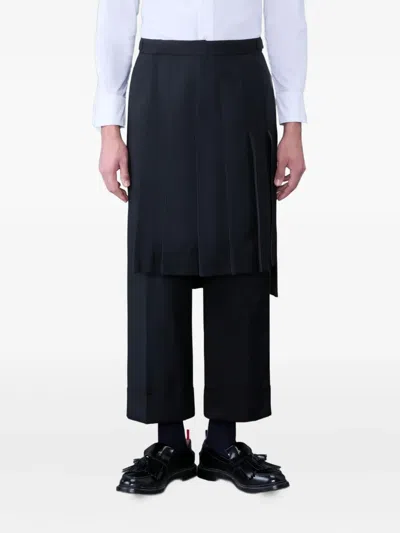 Thom Browne Pleated-panel Trousers In Black