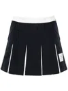 Thom Browne Pleated Ripstop Miniskirt In Blue