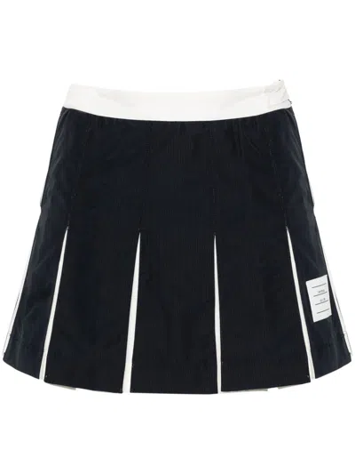 Thom Browne Pleated Ripstop Miniskirt In Blue