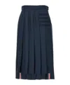 Thom Browne Dark Blue Dropped Back Pleated Skirt In Blue