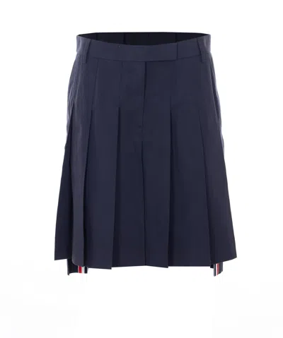 Thom Browne Pleated Skirt In Blue