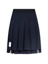 Thom Browne Pleated Loopback Cotton Mini Skirt In Blue