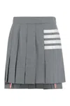 Thom Browne 4-bar Pleated Miniskirt In Gray