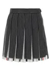 Thom Browne Striped Embroidered Wool Mini Skirt In Grey