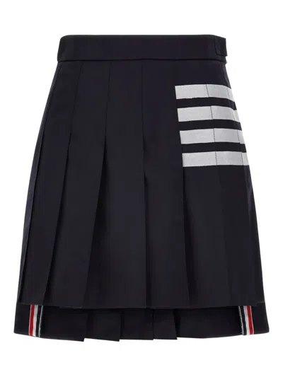 Thom Browne Pleated Stripe Skirt In Blue