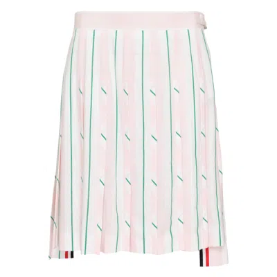 Thom Browne Madras Striped Pleated Mini Skirt In Multi