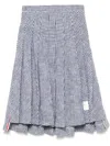 Thom Browne Pleated Tweed Midi Skirt In Black