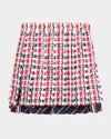 Thom Browne Pleated Tweed Mini Skirt In Multi