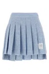 Thom Browne Pleated Tweed Skirt Skirts Light Blue In Blue