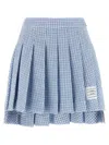 Thom Browne Pleated Tweed Skirt Skirts Light Blue In Blue