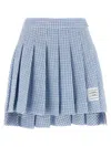 Thom Browne Pleated Tweed Skirt Skirts Light Blue In Blue