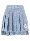 Thom Browne Pleated Tweed Skirt Skirts Light Blue In Blue