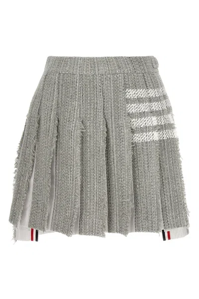 Thom Browne Pleated Tweed Skirt Skirts Gray