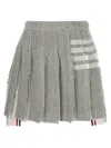 Thom Browne Pleated Tweed Skirt Skirts Gray In Gray