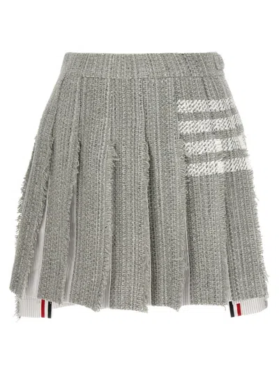 THOM BROWNE PLEATED TWEED SKIRT