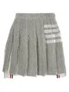 Thom Browne Pleated Tweed Skirt In Gray