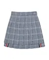 Thom Browne Pleated Tweed Skirt In Gray