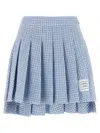 Thom Browne Pleated Tweed Skirt Skirts Light Blue In Multi