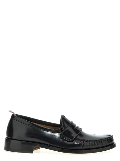 Thom Browne Pleated Varsity Loafers Shoes In Black