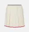 Thom Browne Needle Stitch Wool Pleated Mini Skirt In White