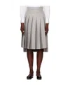 Thom Browne Pleated Wool Midi Skirt In Gray