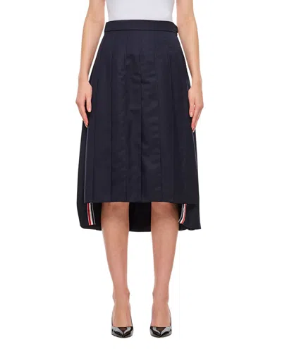 Thom Browne Pleated Wool Skirt In Blue
