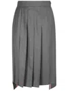 Thom Browne Pleated Wool Skirt With Tailored Silhouette In Gray