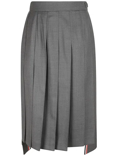 Thom Browne Pleated Wool Skirt With Tailored Silhouette In Gray