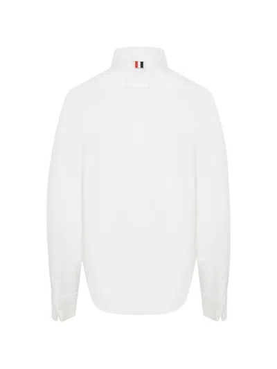 Thom Browne Plisse Bib Button Down Shirt In White